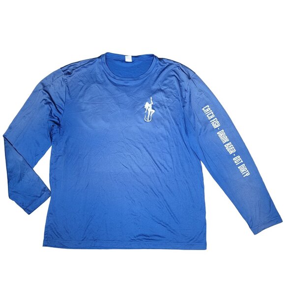 Dirty Hooker Fishing Gear Long Sleeve Shirt XL Blue Polyester - Picture 2 of 6